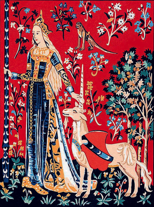 Needlepoint canvas for halfstitch without yarn Lady Unicorn Touch MRC1531136 Margot de Paris Printed Tapestry Canvas