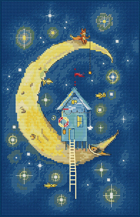 Moon house. Moon - PDF Cross Stitch Pattern