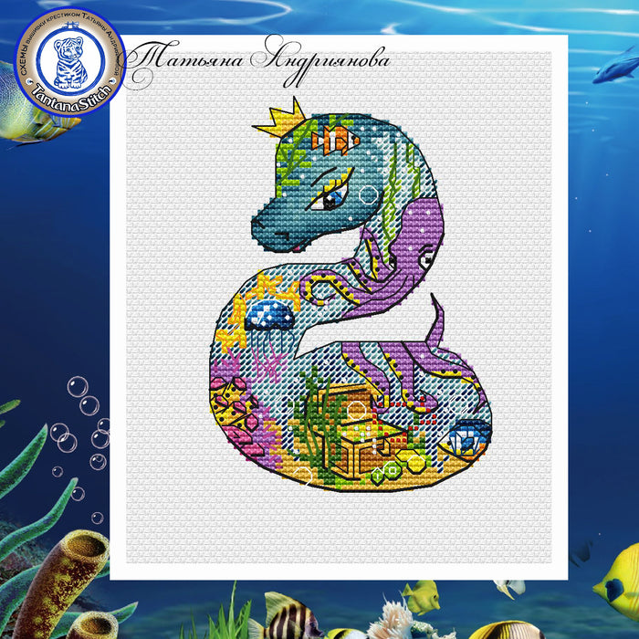 Snake. Underwater World - PDF Cross Stitch Pattern