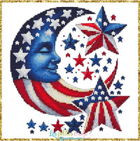 Patriotic Moon - PDF Cross Stitch Pattern