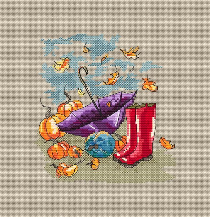 Autumn sketch. Red boots - PDF Cross Stitch Pattern