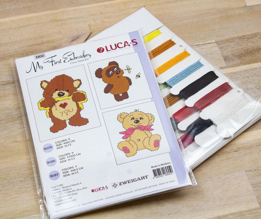 Teddy Bears Set M02L Counted Cross-Stitch Kit for Beginners