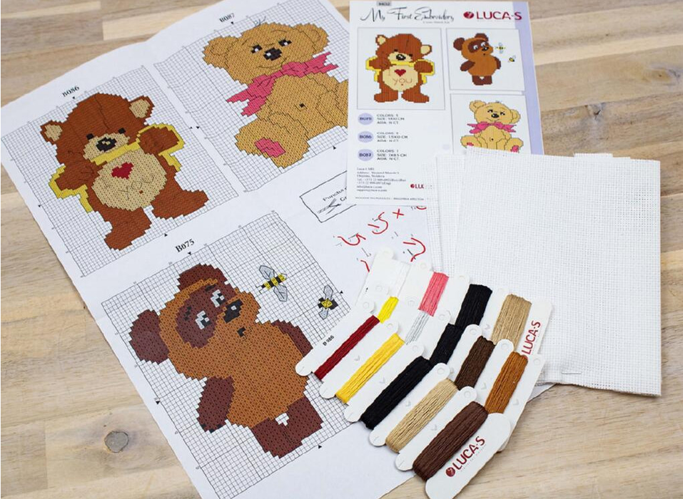 Teddy Bears Set M02L Counted Cross-Stitch Kit for Beginners