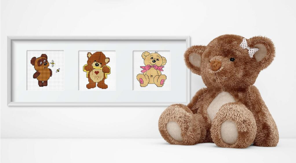 Teddy Bears Set M02L Counted Cross-Stitch Kit for Beginners