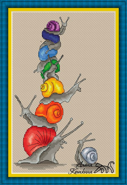 Rainbow snails - PDF Cross Stitch Pattern