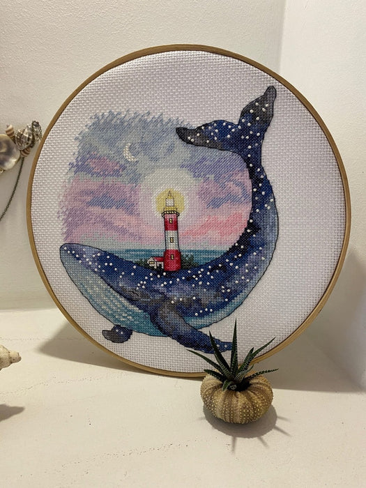 Whale with lighthouse - PDF Cross Stitch Pattern