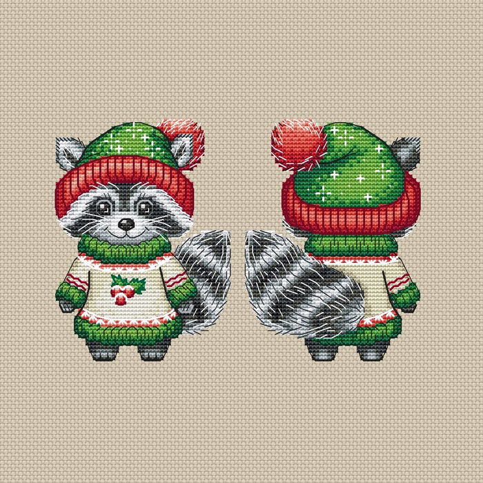 Winter Animals. Raccoon - PDF Cross Stitch Pattern