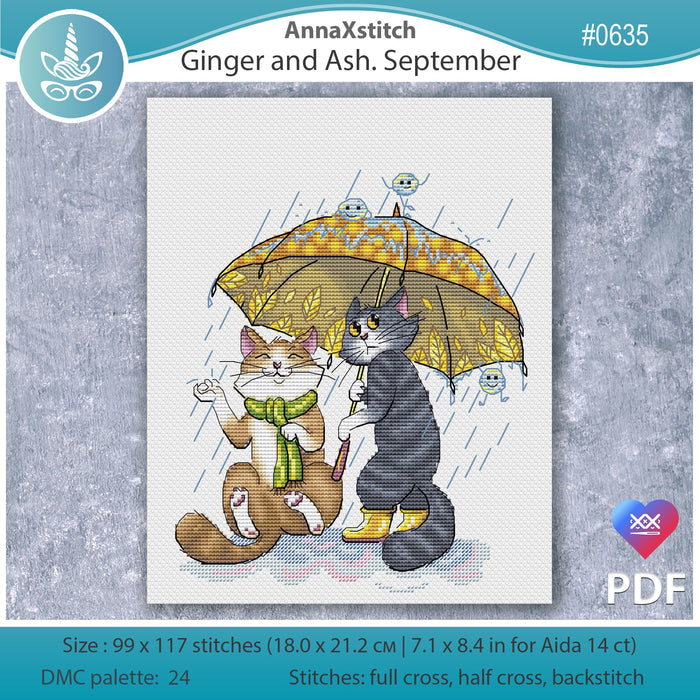 Ginger & Ash. September - PDF Cross Stitch Pattern