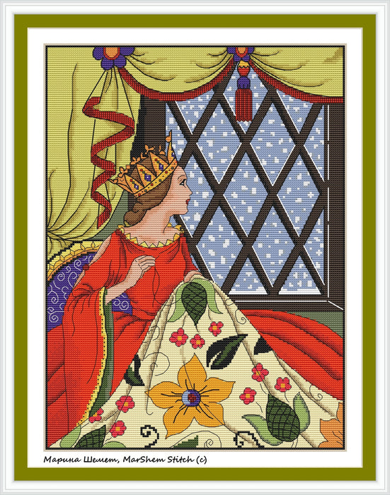 Queen with stitching - PDF Cross Stitch Pattern