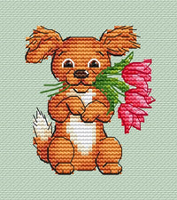 Dog Tulips - PDF Cross Stitch Pattern