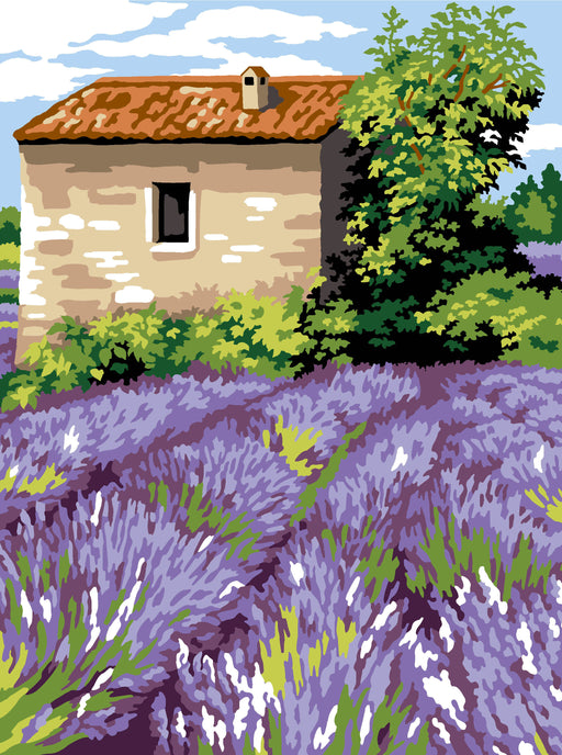 Needlepoint canvas for halfstitch without yarn The Lavender Cabin SE926.364 Seg De Paris Printed Tapestry Canvas