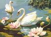 Needlepoint canvas for halfstitch without yarn Canvas The Swans SE929.119 Seg De Paris Printed Tapestry Canvas