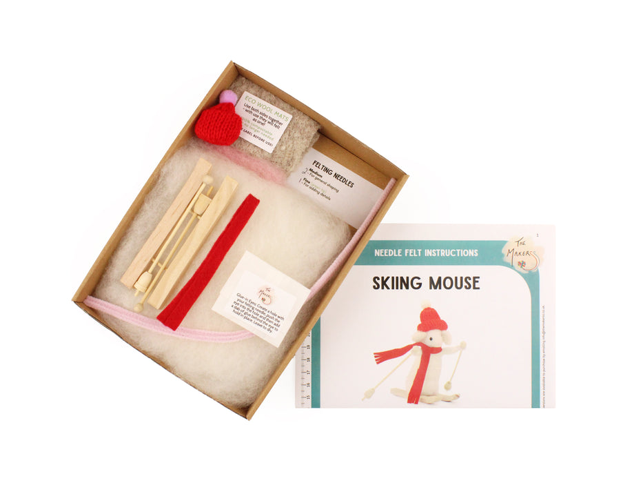 Felting Kit - Skiing Mouse Needle Felting Kit