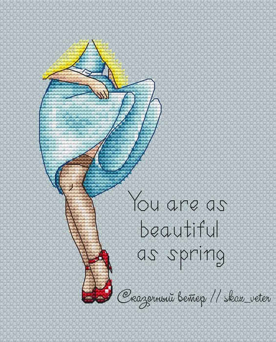 You are as beautiful as spring - PDF Cross Stitch Pattern