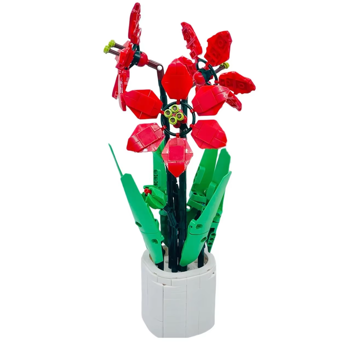 Red Poppies Building Brick Potted Flower F07M9-15(101)