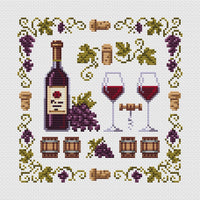 Wine Primitivo - PDF Cross Stitch Pattern