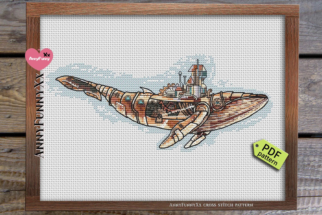 Steampunk Whale - PDF Cross Stitch Pattern