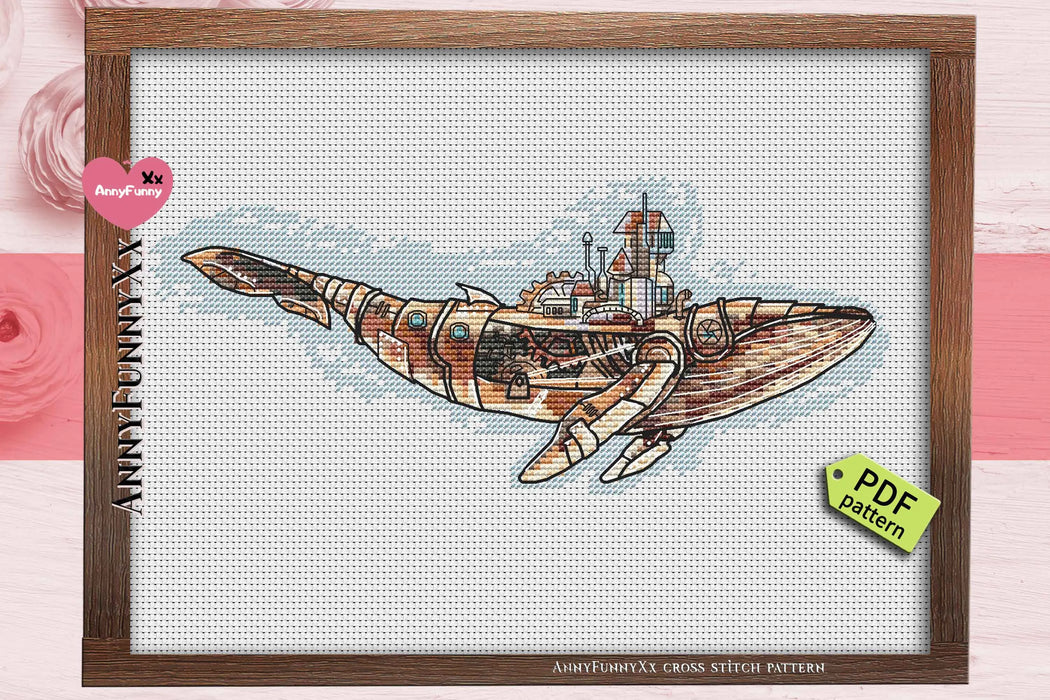 Steampunk Whale - PDF Cross Stitch Pattern