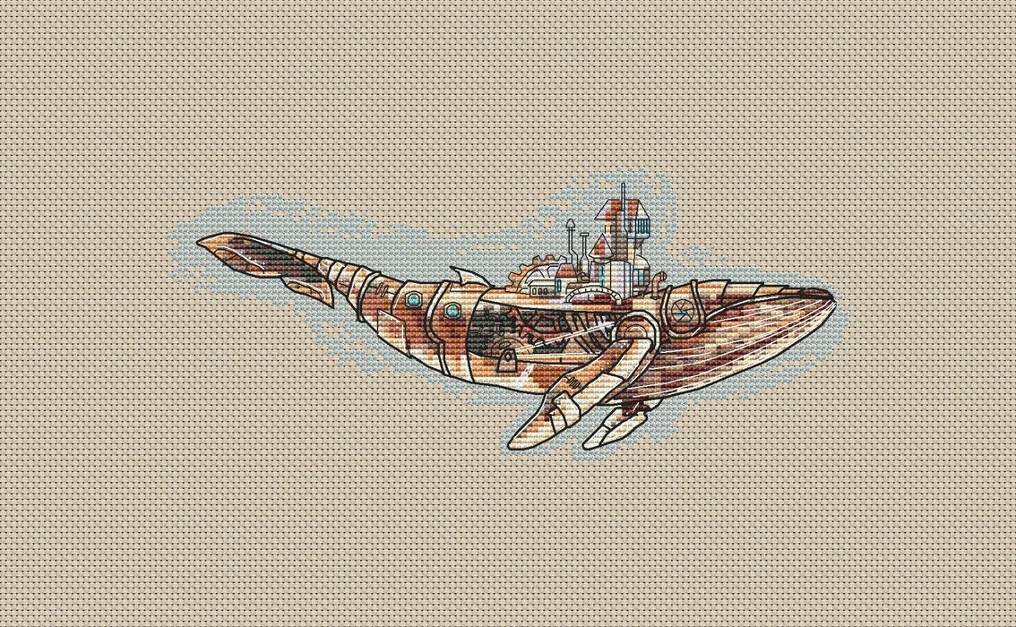 Steampunk Whale - PDF Cross Stitch Pattern