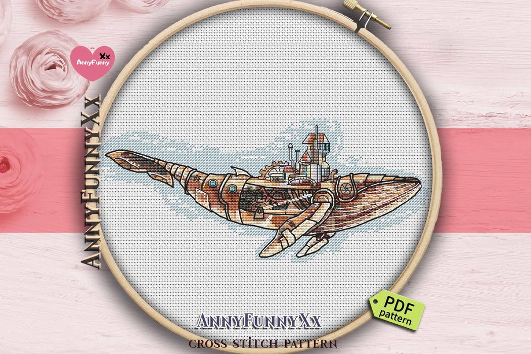 Steampunk Whale - PDF Cross Stitch Pattern