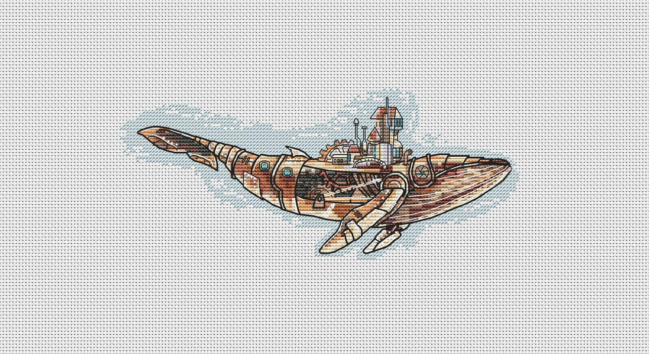 Steampunk Whale - PDF Cross Stitch Pattern