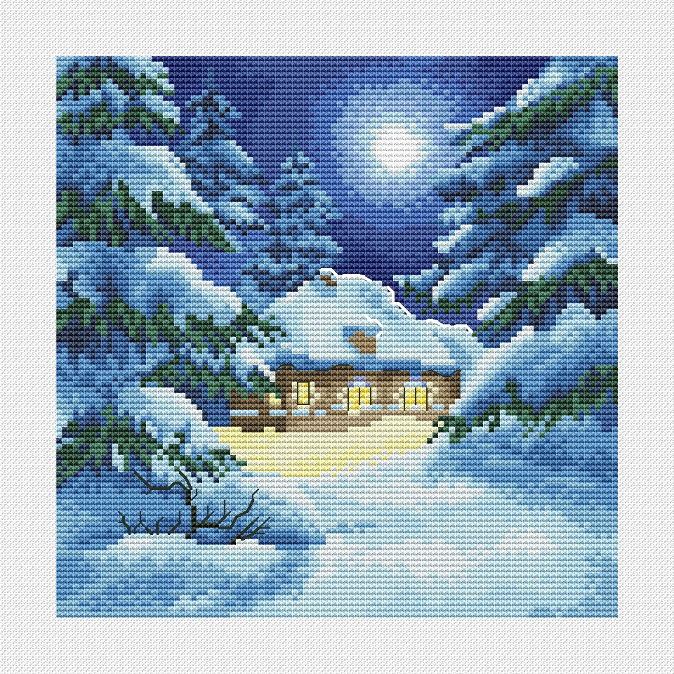 Winter Landscape 1 - PDF Cross Stitch Pattern – Wizardi