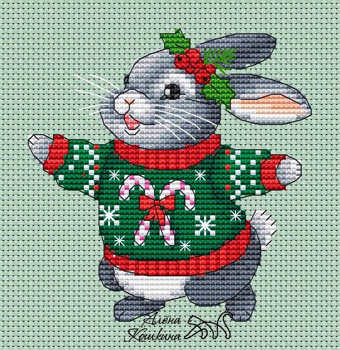 Bunny in a sweater - PDF Cross Stitch Pattern