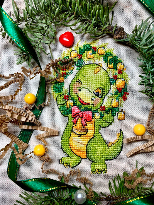 A dragon with a wreath - PDF Cross Stitch Pattern