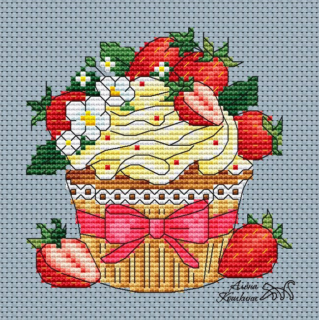 Cake. Strawberry - PDF Cross Stitch Pattern