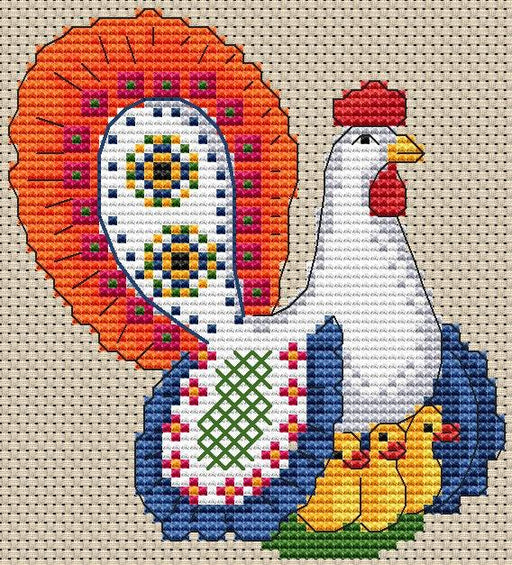 A Hen With Chicks - PDF Cross Stitch Pattern - Wizardi