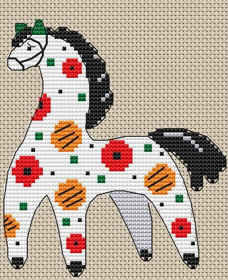 A Little Horse With Green Ears - PDF Cross Stitch Pattern - Wizardi