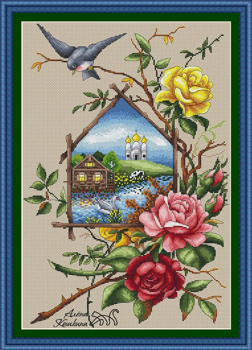 A summer house. Rose. - PDF Cross Stitch Pattern - Wizardi