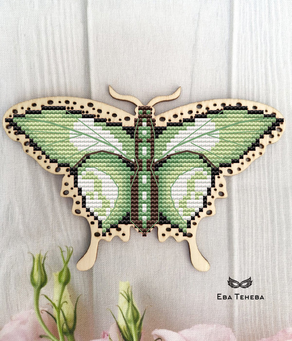 Butterfly. White-green - PDF Cross Stitch Pattern