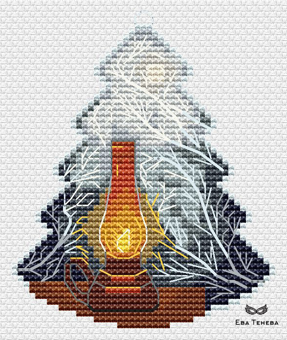 Christmas tree. Winter window - PDF Cross Stitch Pattern