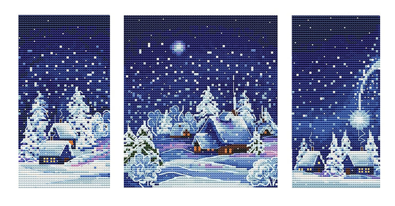 Frosty Night. Triptych - PDF Cross Stitch Pattern