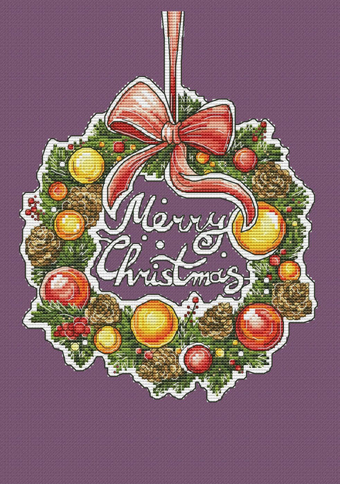 Christmas Wreath - PDF Cross Stitch Pattern - Wizardi