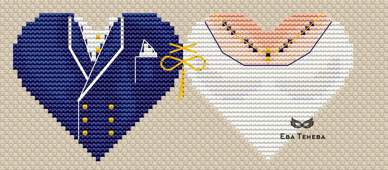 Valentines. Couple in white - PDF Cross Stitch Pattern