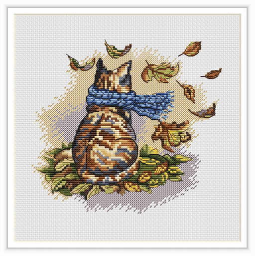 Autumn Kitten - PDF Cross Stitch Pattern - Wizardi
