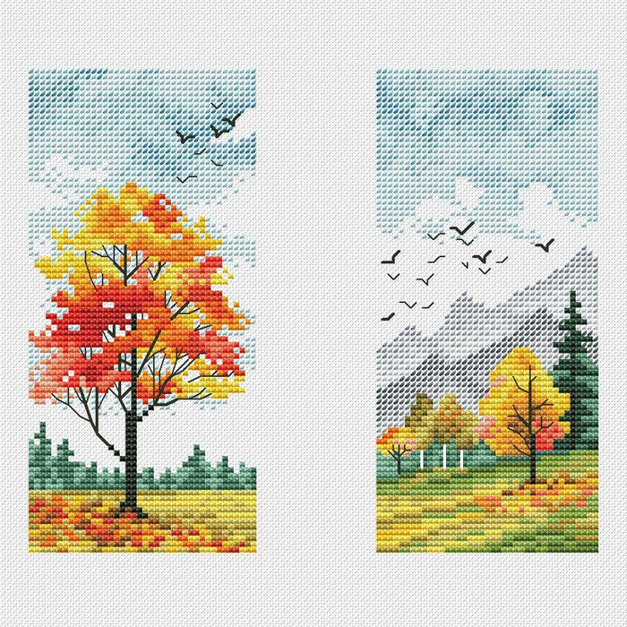 Autumn landscape. Forest - PDF Cross Stitch Pattern - Wizardi
