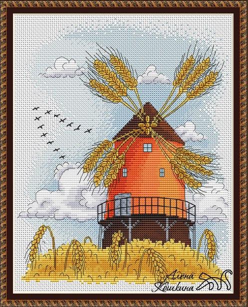 Autumn Windmill - PDF Cross Stitch Pattern - Wizardi