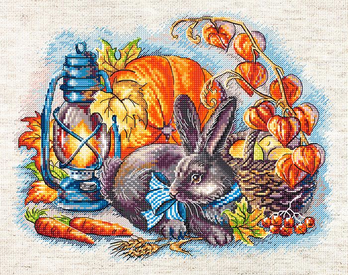 Autumn with a rabbit L8998 Counted Cross Stitch Kit - Wizardi