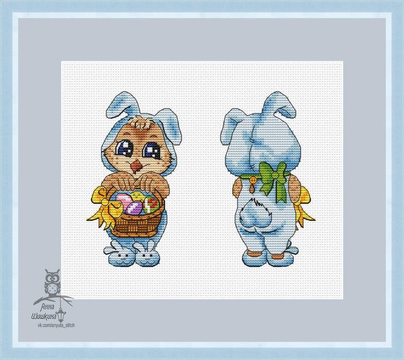 I'm a bunny (blue) - PDF Cross Stitch Pattern