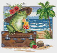 Traveling Frog - PDF Cross Stitch Pattern