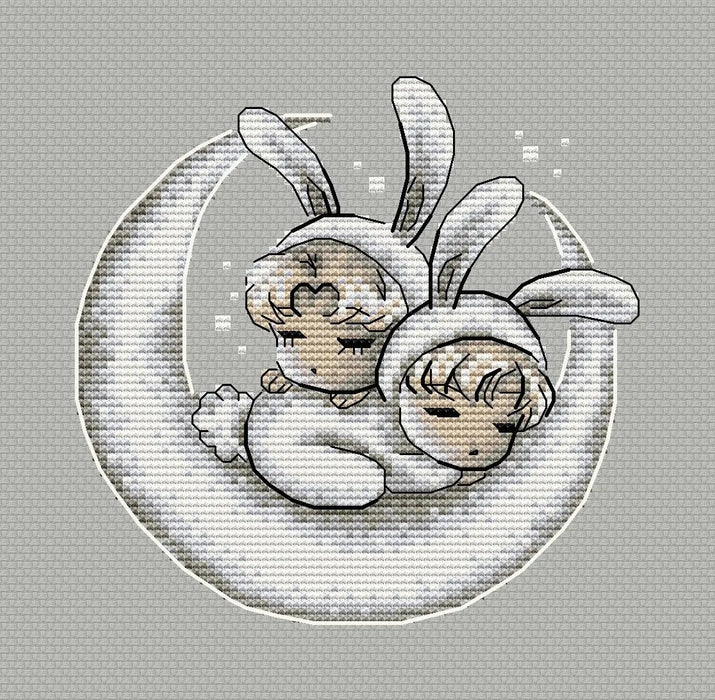 Baby rabbits. Usagi and Mamoru - PDF Cross Stitch Pattern