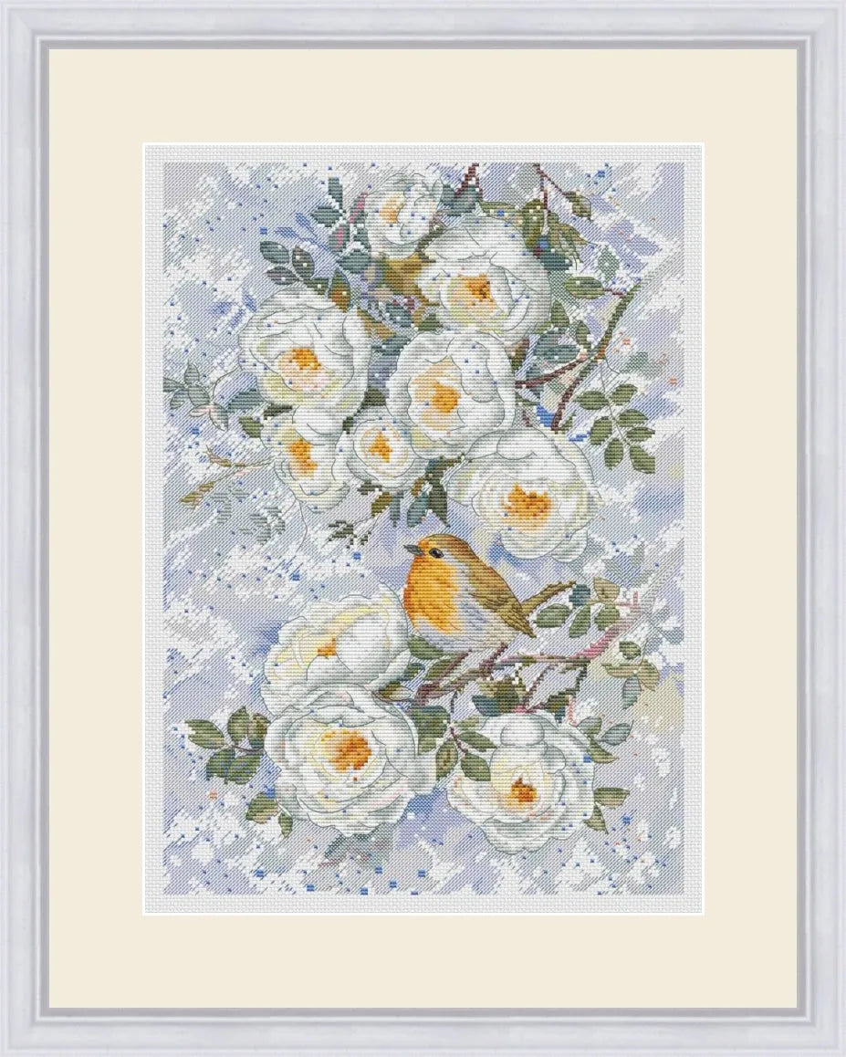 White rosehip. Rectangle - PDF Cross Stitch Pattern – Wizardi