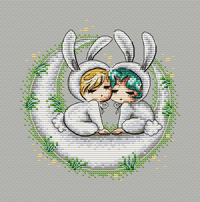 Baby rabbits. Haruka and Michiru - PDF Cross Stitch Pattern