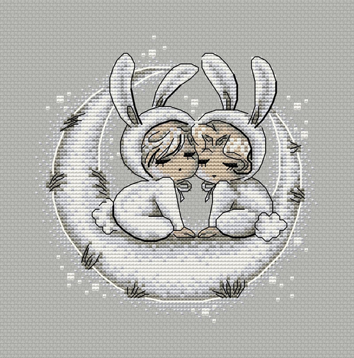 Baby rabbits. Haruka and Michiru - PDF Cross Stitch Pattern