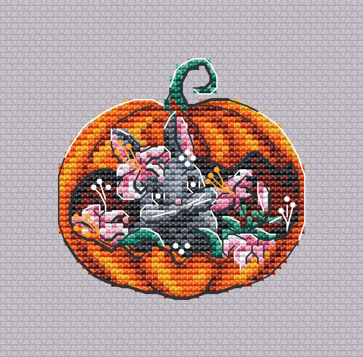 Pumpkin with Rabbit - PDF Cross Stitch Pattern