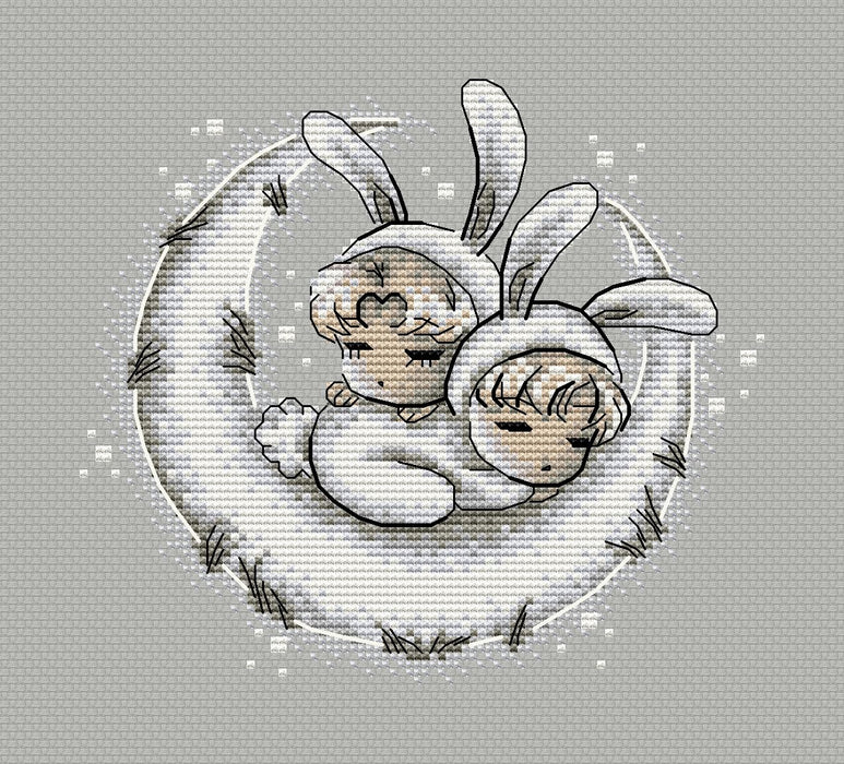 Baby rabbits. Usagi and Mamoru - PDF Cross Stitch Pattern