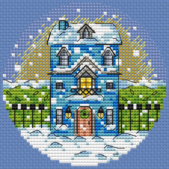 Blue House - PDF Cross Stitch Pattern